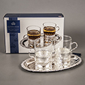 Ан 0/6321 Набор чайных стаканов в подстаканнике 7-9 см на подносе 23*15см, п/у, т.м. 
