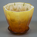 НЗ 93-052 (АКр) Горшок для цветов с поддоном Грани №1, d-11см, 0,7л, желто-оранжевый, т.м. NiNa Glass