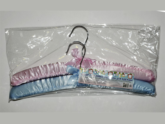 Кт YX-18001 Набор сатиновых вешалок для одежды 38,5см, 2шт, цвета в ассортименте